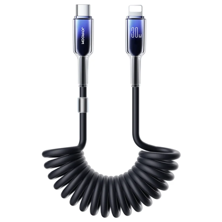 JOYROOM S-A43 30W USB-C / Type-C to 8 Pin Coiled Fast Charging Data Cable, Type-C to 8 Pin
