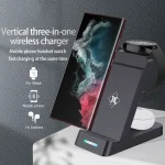 B20A 15W Qi Wireless Charger 3-in-1 Vertical Stand Phone Holder for Samsung Watch / Galaxy Buds, B20A for Samsung - Image 2