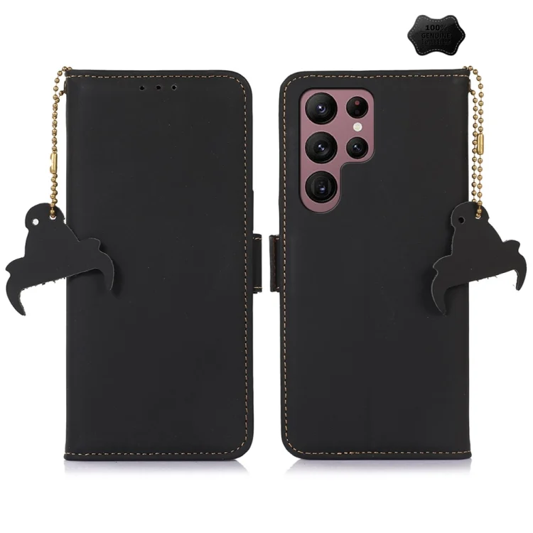 Genuine Leather Magnetic RFID Leather Phone Case, For Samsung Galaxy S25 Ultra