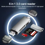 6 in 1 USB3.0, Micro USB, Type-C to SD, TF Card, U Disk Multifunctional Card Reader Adapter, 6 in 1 Card Reader - Image 4