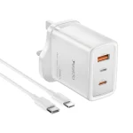 Yesido YC89 65W Type-C, USB, 8 Pin Reverse GaN Fast Charger with Type-C to 8 Pin Cable, YC89