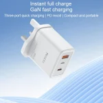 Yesido YC89 65W Type-C, USB, 8 Pin Reverse GaN Fast Charger with Type-C to 8 Pin Cable, YC89 - Image 2
