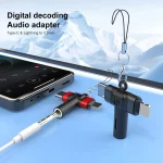 2 in 1 Flower Pattern Type-C and 8 Pin to 3.5mm Audio Adapter with Lanyard - Image 7