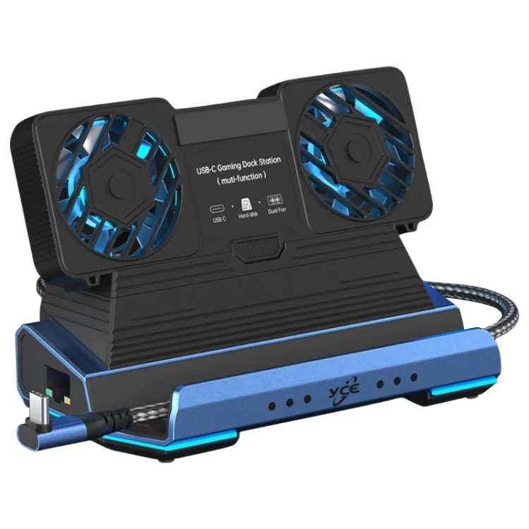 YCE-V279 10 in 1 USB-C Gaming Dock Station Hard Disk Enclosure with Detachable Fan, 10 in 1