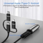 3 in 1 USB Female to Micro USB, Type-C, 8 Pin Male OTG Adapter - Image 2