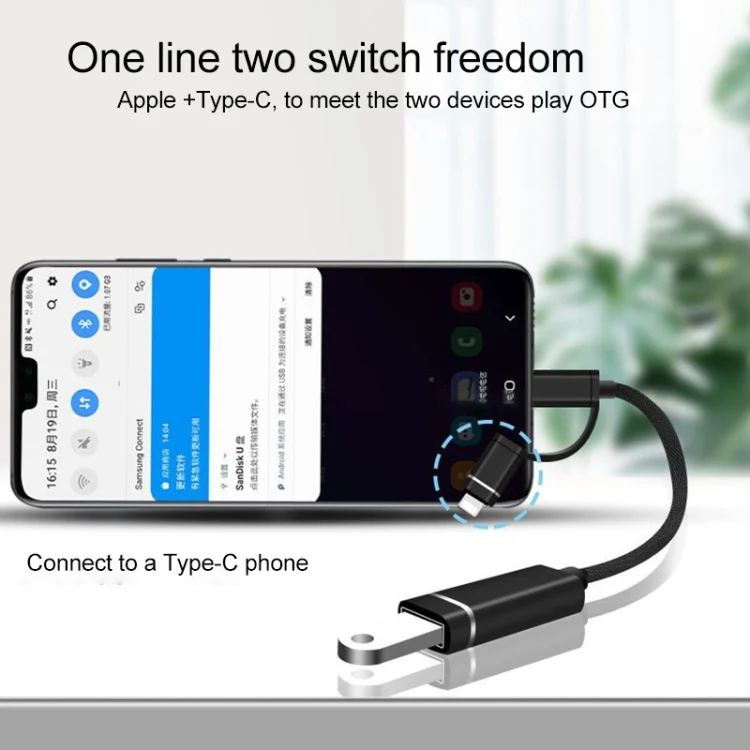 EDA0071906_B2.webp 3 in 1 USB Female to Micro USB, Type-C, 8 Pin Male OTG Adapter - Image 3