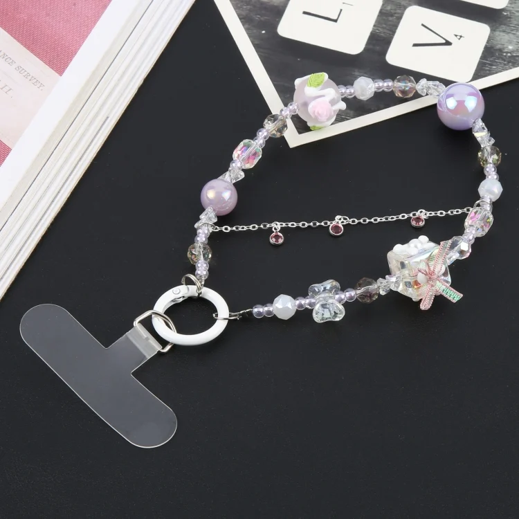 Mobile Phone Anti-lost Flower Block Bead Chain Short Lanyard