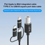 3 in 1 8 Pin, Type-C, Micro USB to USB-B MIDI Instruments Printer Cable, Length: 1m, 1m - Image 2