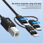 3 in 1 8 Pin, Type-C, Micro USB to USB-B MIDI Instruments Printer Cable, Length: 1m, 1m - Image 4