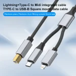 2 in 1 Type-C and 8 Pin to USB-B MIDI Instruments Printer Cable, Length: 1m, 1m - Image 2