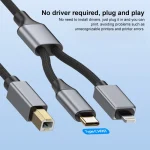 2 in 1 Type-C and 8 Pin to USB-B MIDI Instruments Printer Cable, Length: 1m, 1m - Image 4