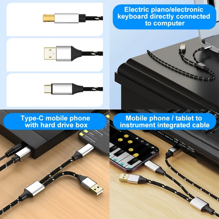 EDA0072169_B7.webp 2 in 1 Type-C and USB-A to USB-B MIDI Instruments Printer Cable, Length: 1m, 1m - Image 8