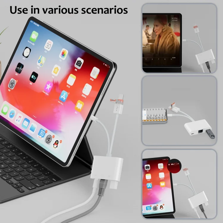 EDA007219401A_4.webp NK-107TL Pro USB-C / Type-C, 8 Pin, USB to 8 Pin, USB, RJ45 Multi-function Adapter, NK-107TL Pro - Image 5