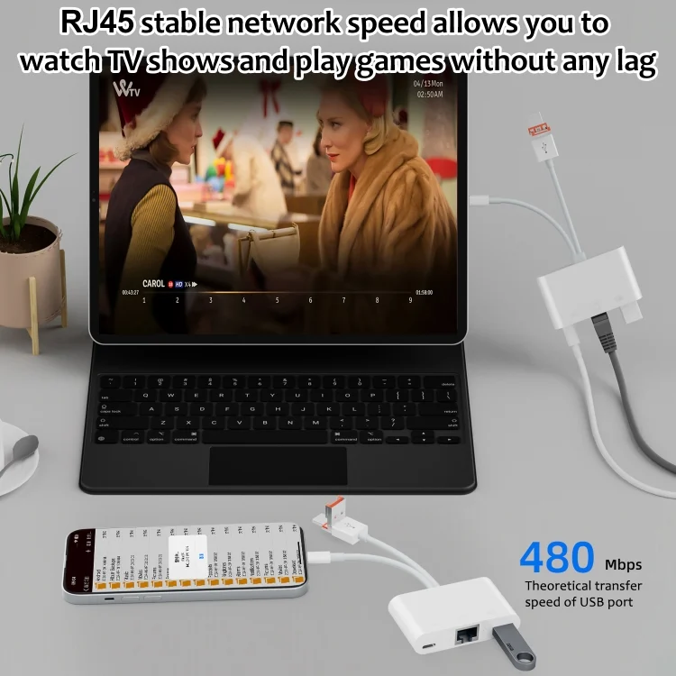 EDA007219401A_5.webp NK-107TL Pro USB-C / Type-C, 8 Pin, USB to 8 Pin, USB, RJ45 Multi-function Adapter, NK-107TL Pro - Image 6
