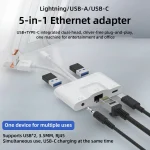 NK-1033TL Pro USB-C / Type-C, 8 Pin, USB to USB-C / Type-C, 2 x USB, RJ45, 3.5mm Multi-function Adapter, NK-1033TL Pro - Image 2