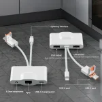 NK-1033TL Pro USB-C / Type-C, 8 Pin, USB to USB-C / Type-C, 2 x USB, RJ45, 3.5mm Multi-function Adapter, NK-1033TL Pro - Image 3
