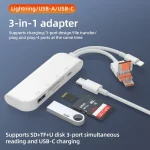 NK-9109TL Pro USB-C / Type-C, 8 Pin, USB to USB-C / Type-C, USB, TF / SD Card Multi-function Adapter, NK-9109TL Pro - Image 2