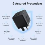 Baseus PD65W USB and 2 USB-C / Type-C Fast Charger With 1m Type-C Cable, UK Plug - Image 7