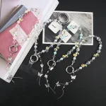 Alloy Butterfly Beaded Bracelet Anti-Lost Phone Short Lanyard - Image 2