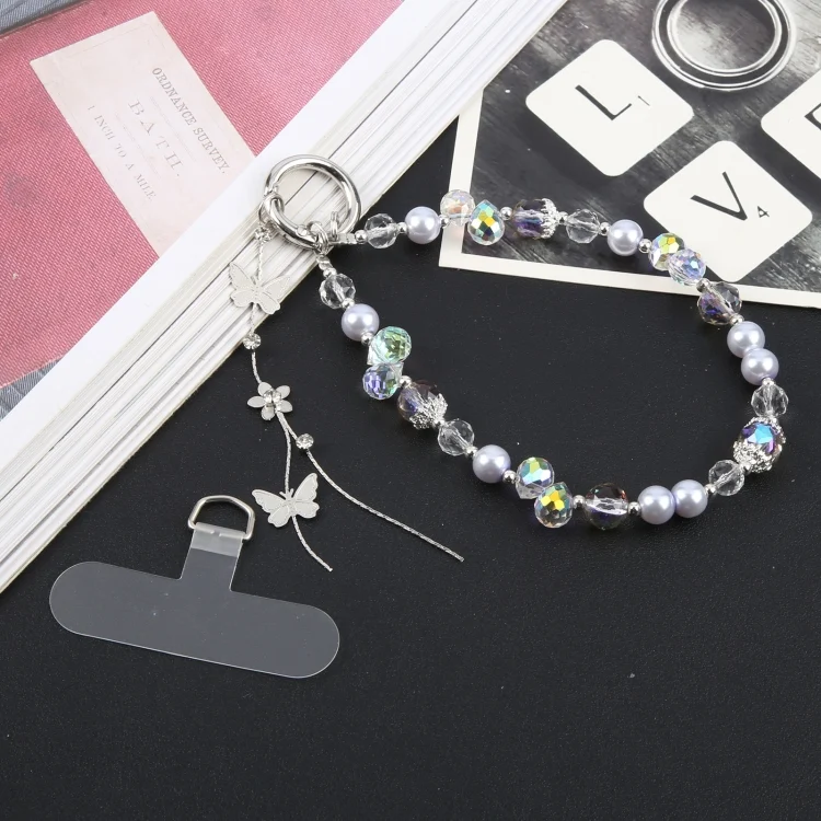 EDA0072469_B2.webp Alloy Butterfly Beaded Bracelet Anti-Lost Phone Short Lanyard - Image 3