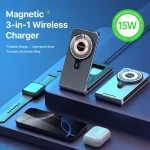 DUZZONA W22 15W 3 in 1 Foldable Magnetic Wireless Charging Stand, W22 - Image 3