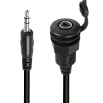 3.5mmTRS Stereo Thread Fixed Embedded Ground Plug Panel Audio Cable, Length: 0.3m, Male to Female, Female to Female