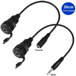 3.5mmTRS Stereo Thread Fixed Embedded Ground Plug Panel Audio Cable, Length: 0.3m, Male to Female, Female to Female - Image 2