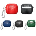 Carbon Fiber Texture TPU Shockproof Protective Earphone Case with Hook, For AirPods 4 - Image 2