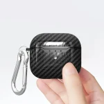 Carbon Fiber Texture TPU Shockproof Protective Earphone Case with Hook, For AirPods 4 - Image 6