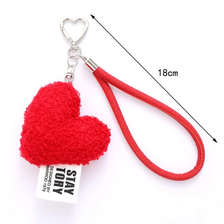 EDA0074147_B2.webp Imitation Wool Plush Heart Keychain Mobile Phone Wrist Lanyard - Image 3