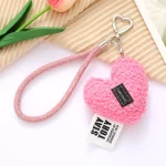 Imitation Wool Plush Heart Keychain Mobile Phone Wrist Lanyard - Image 4