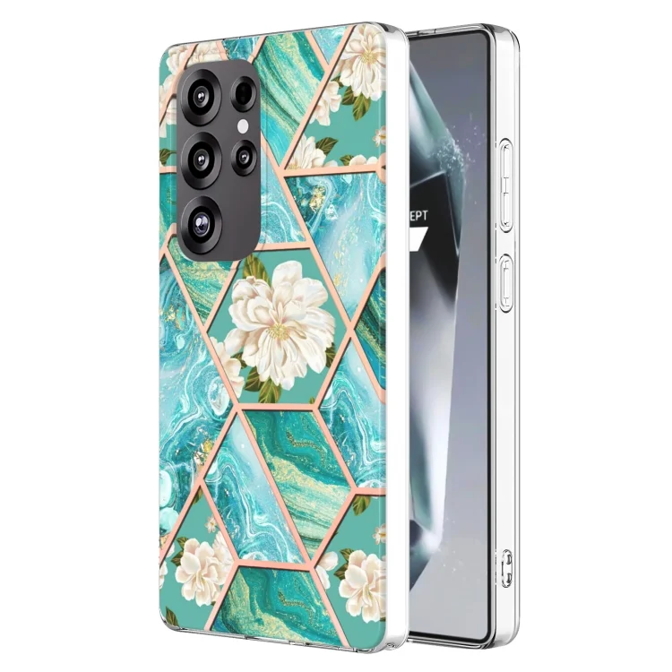 Splicing Marble Flower IMD TPU Phone Case, For Samsung Galaxy S25 Ultra 5G