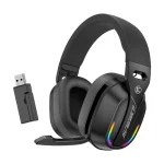 Bluetooth 5.4 Head-mounted RGB Wireless Bluetooth Gaming Headset With Transmitter, GT100
