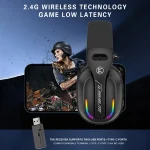 Bluetooth 5.4 Head-mounted RGB Wireless Bluetooth Gaming Headset With Transmitter, GT100 - Image 3