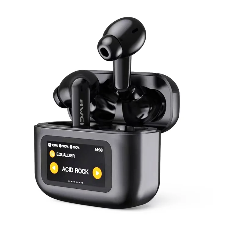 awei T56 ANC Noise Reduction Wireless Bluetooth Earphone with LED Touch Screen