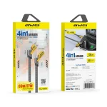 awei CL-226 65W USB/Type-C to 8 Pin/Type-C 4 in 1 Fast Charging Data Cable, Length: 1m, CL-226(Black + Yellow) - Image 7