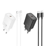 hoco N60 PD20W Type-C Charger Set with 1m Type-C to Type-C Cable, EU Plug - Image 2