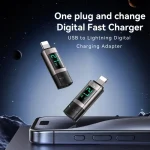 Yesido GS25 27W USB-C / Type-C to 8 Pin Aluminum Alloy Digital Display Adapter, Type-C to 8 Pin - Image 2