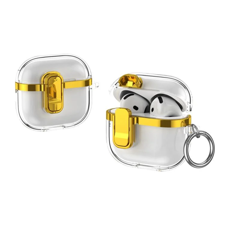 Electroplating Transparent Wireless Earphones Case with Security Lock, For AirPods 4, For AirPods Pro 2