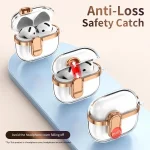 Electroplating Transparent Wireless Earphones Case with Security Lock, For AirPods 1 / 2 - Image 8