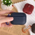Carbon Fibre Texture PU Earbuds Box PC Case with Hook, For AirPods 4, For AirPods Pro 2, For AirPods 3, For AirPods Pro, For AirPods 1 / 2 - Image 5