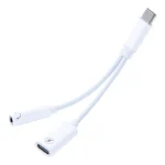 2 in 1 Type-C Male to Type-C Charging and 3.5mm Audio Female Earphone Adapter, 3.5mm