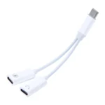 2 in 1 Type-C Male to Type-C Charging and Type-C Audio Female Earphone Adapter, Type-C