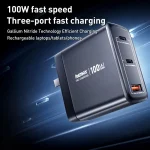 REMAX U2-AC 100W USB and Dual Type-C GaN Digital Display Fast Charger, EU Plug, UK Plug - Image 2