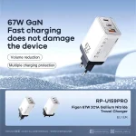 REMAX RP-U159PRO Figen Series 67W Dual Type-C USB GaN Laptop Charger, EU Plug, UK Plug - Image 2