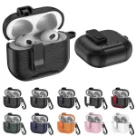 Leather Texture Wireless Earphones Case with Hook & Holder, For AirPods 4, For AirPods Pro 2 - Image 2