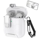 Leather Texture Wireless Earphones Case with Hook & Holder, For AirPods 1 / 2