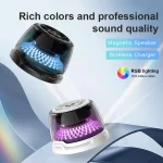R9 Portable RGB Light Smart Bluetooth Speaker Magnetic Phone Holder Wireless Charger, R9 (Black), R9 (White) - Image 3