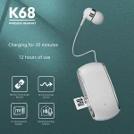 K68 Card Business Collar Clip Type Single Ear Bluetooth Earphones - Image 2