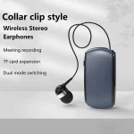 K68 Card Business Collar Clip Type Single Ear Bluetooth Earphones - Image 3